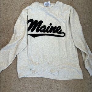 Cozy Cream Sweater with Maine Design